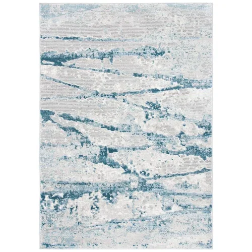 Tapete Prado de Rayas Difuminadas en Gris con Azul