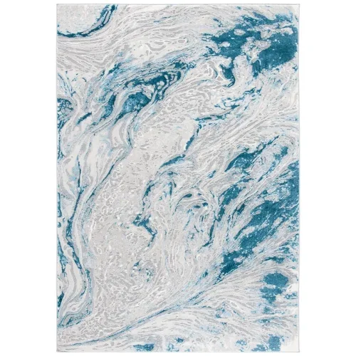 Tapete Prado de Vetas Fluidas en Gris con Azul