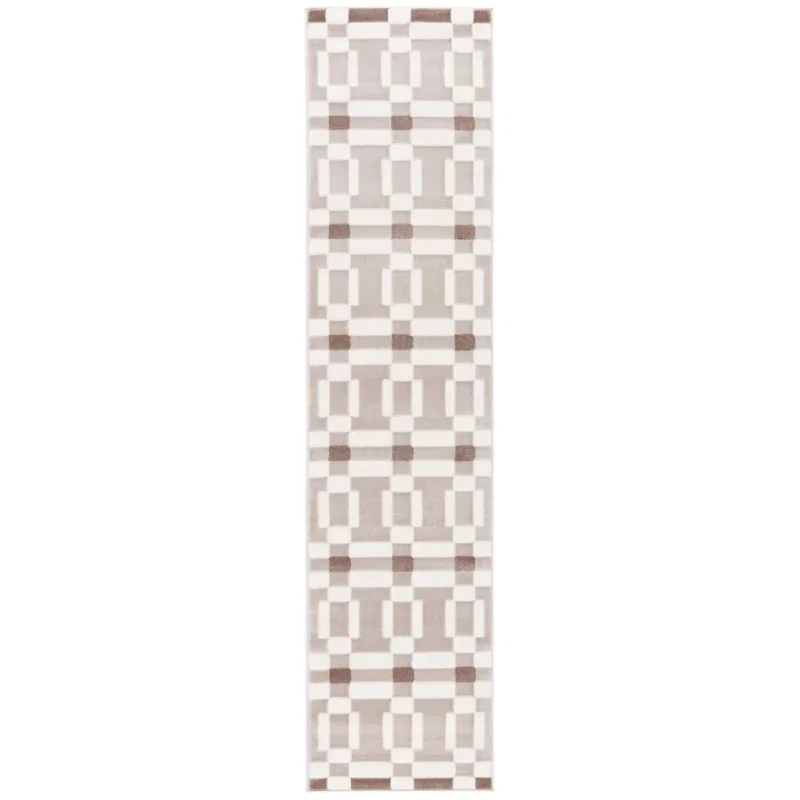 Tapete Ritmo de Cuadrícula Entrelazada en Marfil con Beige