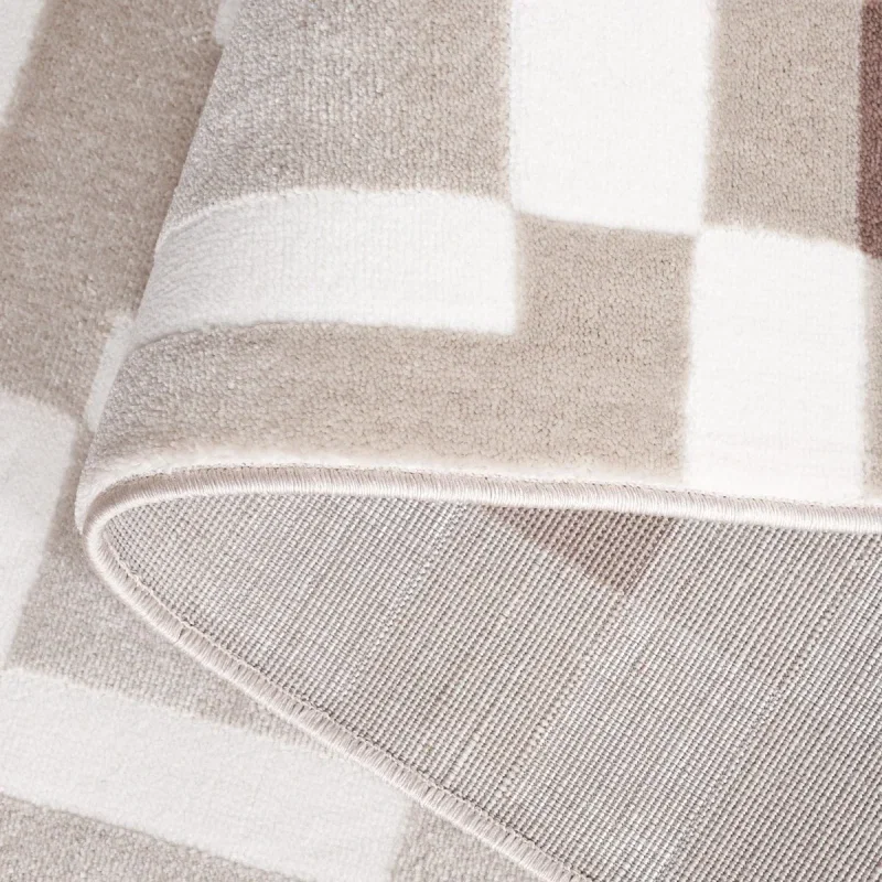 Tapete Ritmo de Cuadrícula Entrelazada en Marfil con Beige