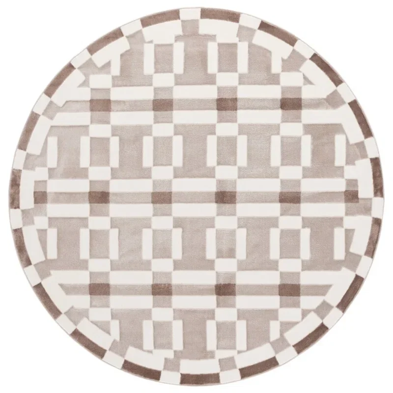 Tapete Ritmo de Cuadrícula Entrelazada en Marfil con Beige