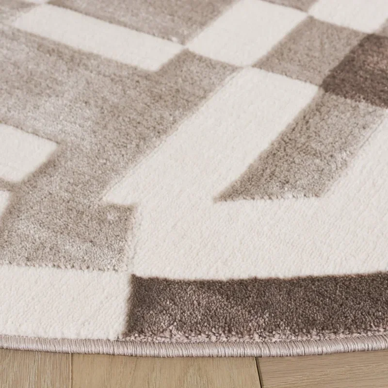 Tapete Ritmo de Cuadrícula Entrelazada en Marfil con Beige