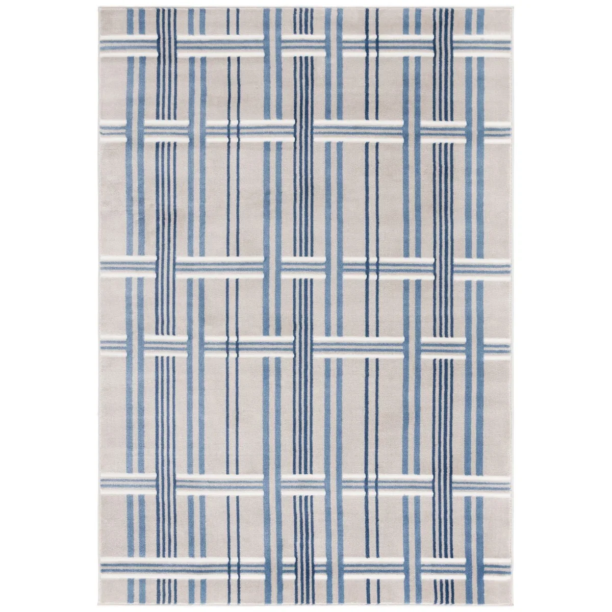 Tapete Ritmo Geométrico en Beige con Azul | NU Espacios
