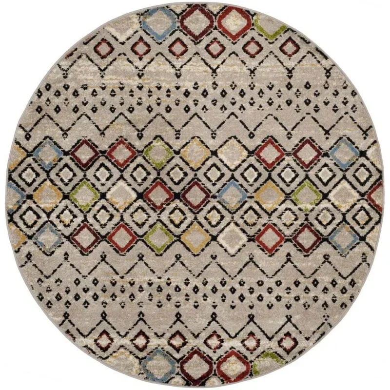 Tapete Roterdam Franjas de Rombos en Gris Multicolor