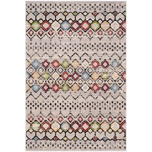 Tapete Roterdam Franjas de Rombos en Gris Multicolor