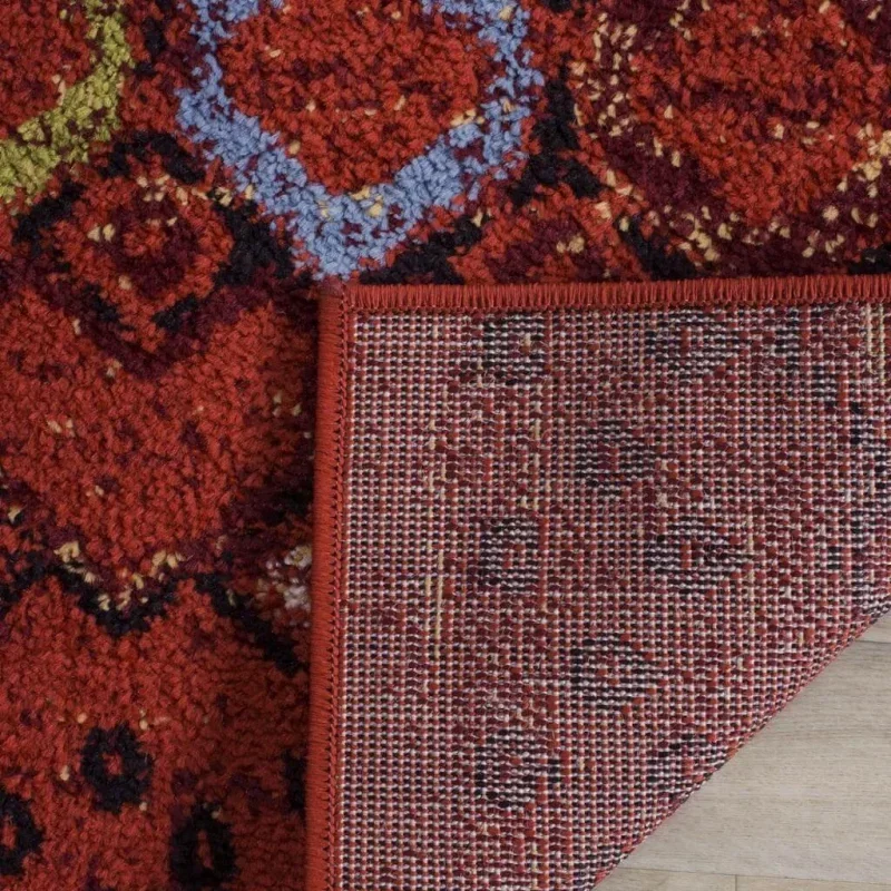 Tapete Roterdam Franjas de Rombos en Rojo Multicolor