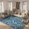 Tapete Shag Miami Damasco en Azul con Marfil