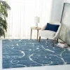 Tapete Shag Miami Damasco en Azul con Marfil