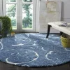 Tapete Shag Miami Damasco en Azul con Marfil
