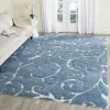 Tapete Shag Miami Damasco en Azul con Marfil
