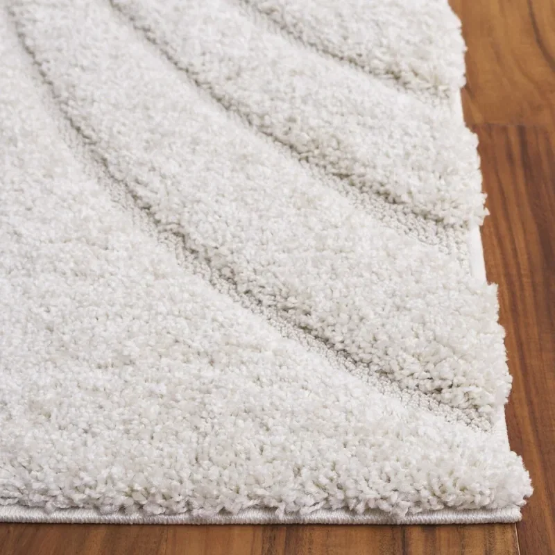 Tapete Shag Miami de Curvas en Natural con Marfil