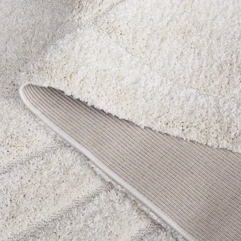 Tapete Shag Miami de Curvas en Natural con Marfil