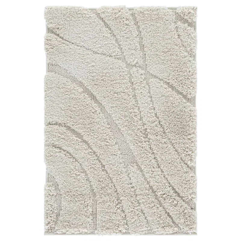 Tapete Shag Miami de Curvas en Natural con Marfil