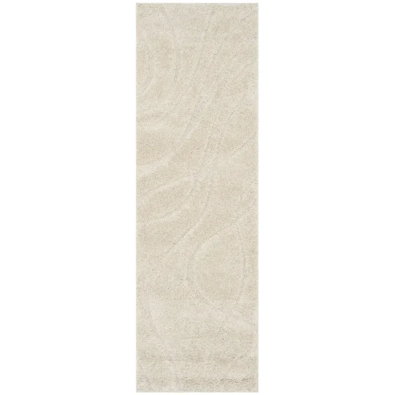 Tapete Shag Miami de Curvas en Natural con Marfil