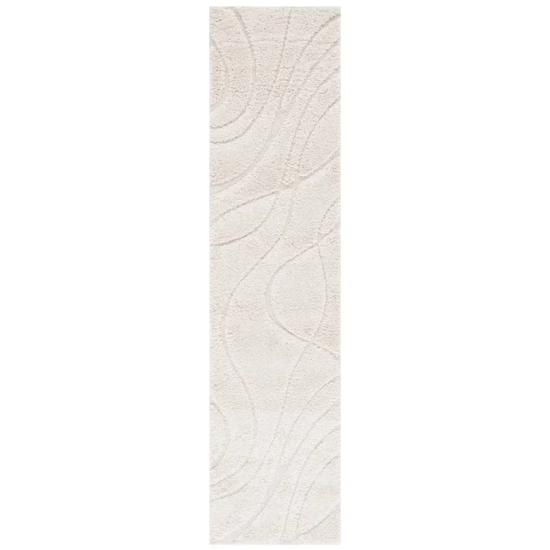Tapete Shag Miami de Curvas en Natural con Marfil