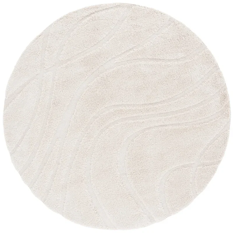Tapete Shag Miami de Curvas en Natural con Marfil