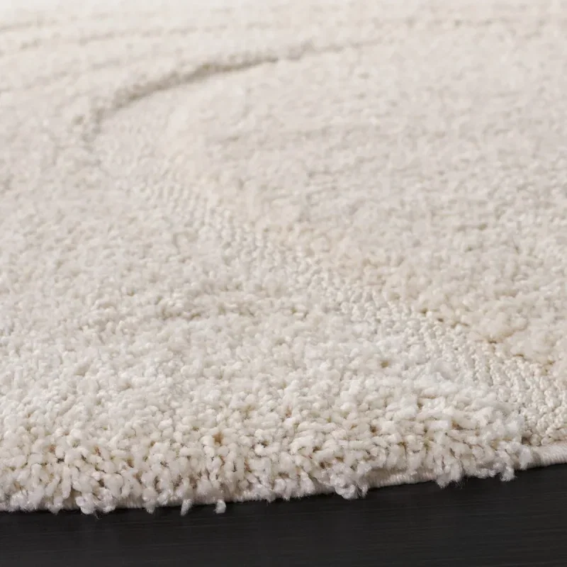 Tapete Shag Miami de Curvas en Natural con Marfil