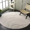 Tapete Shag Miami de Curvas en Natural con Marfil
