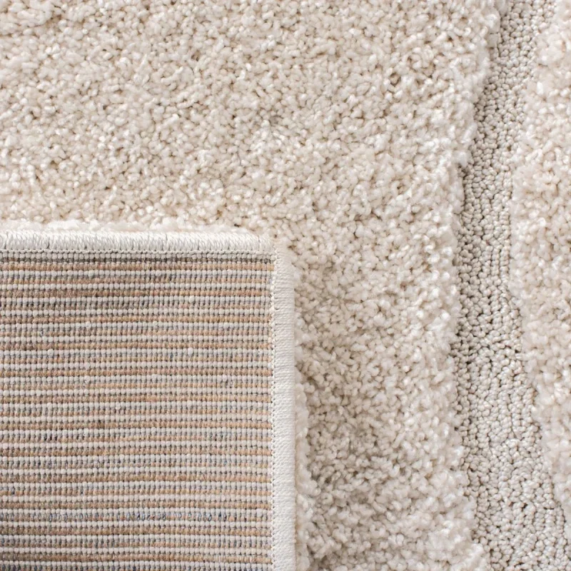 Tapete Shag Miami de Curvas en Natural con Marfil