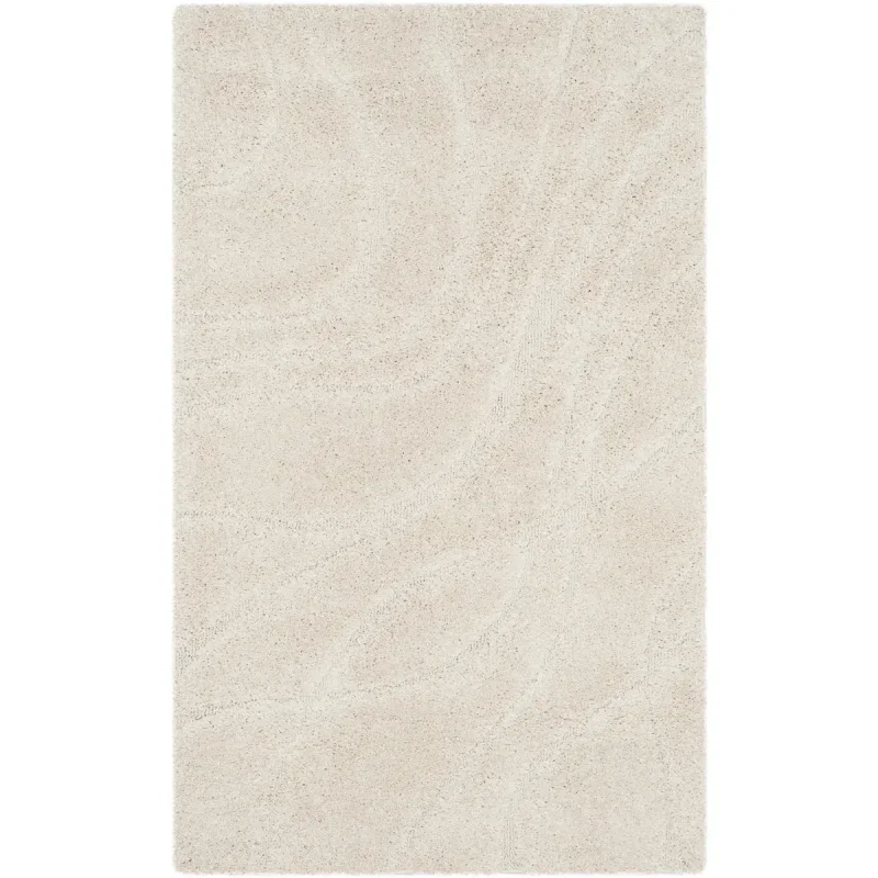 Tapete Shag Miami de Curvas en Natural con Marfil
