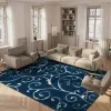 Tapete Shag Miami de Hojas en Azul con Marfil