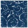 Tapete Shag Miami de Hojas en Azul con Marfil
