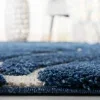 Tapete Shag Miami de Hojas en Azul con Marfil