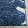Tapete Shag Miami de Hojas en Azul con Marfil