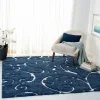 Tapete Shag Miami de Hojas en Azul con Marfil