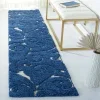 Tapete Shag Miami de Hojas en Azul con Marfil