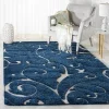 Tapete Shag Miami de Hojas en Azul con Marfil
