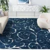 Tapete Shag Miami de Hojas en Azul con Marfil