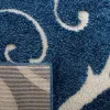 Tapete Shag Miami de Hojas en Azul con Marfil