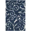 Tapete Shag Miami de Hojas en Azul con Marfil
