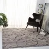 Tapete Shag Miami de Hojas en Gris con Azul
