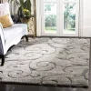 Tapete Shag Miami de Hojas en Gris con Azul
