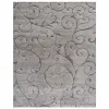 Tapete Shag Miami de Hojas en Gris con Azul