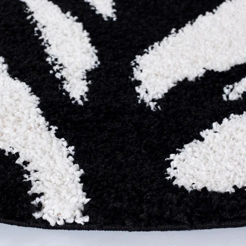 Tapete Shag Miami de Rayas en Marfil con Negro