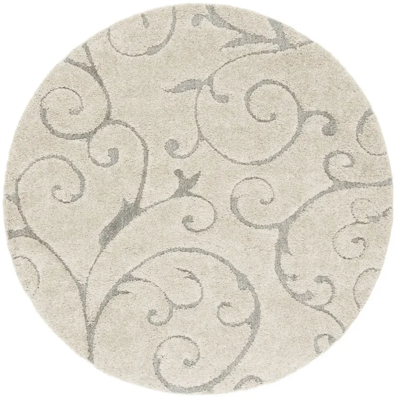 Tapete Shag Miami Floral en Beige con Azul