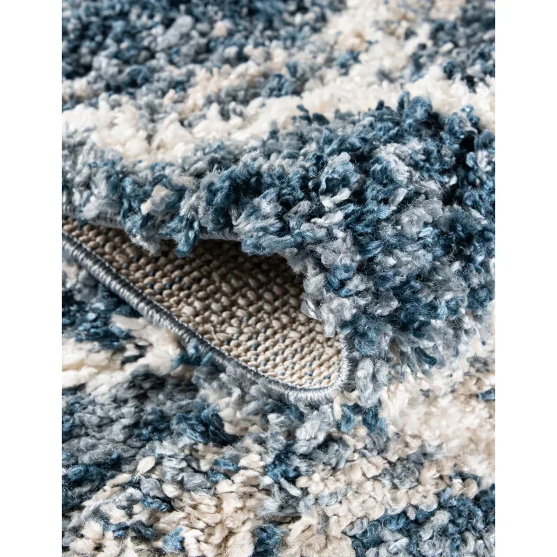 Tapete Shag Nórdico Enrejado en Azul