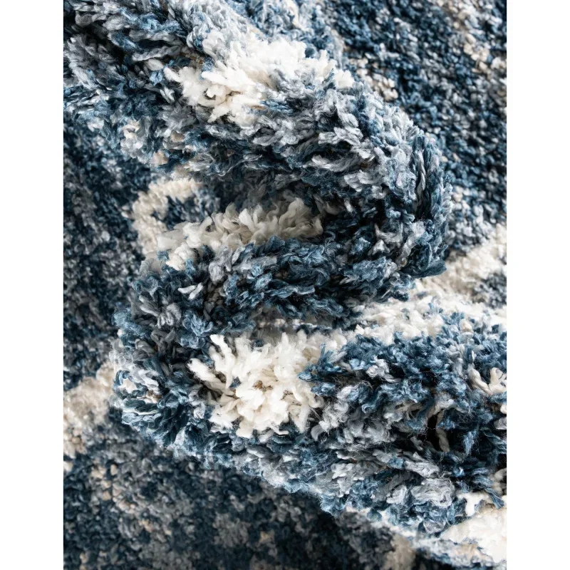 shag nordico enrejado en azul