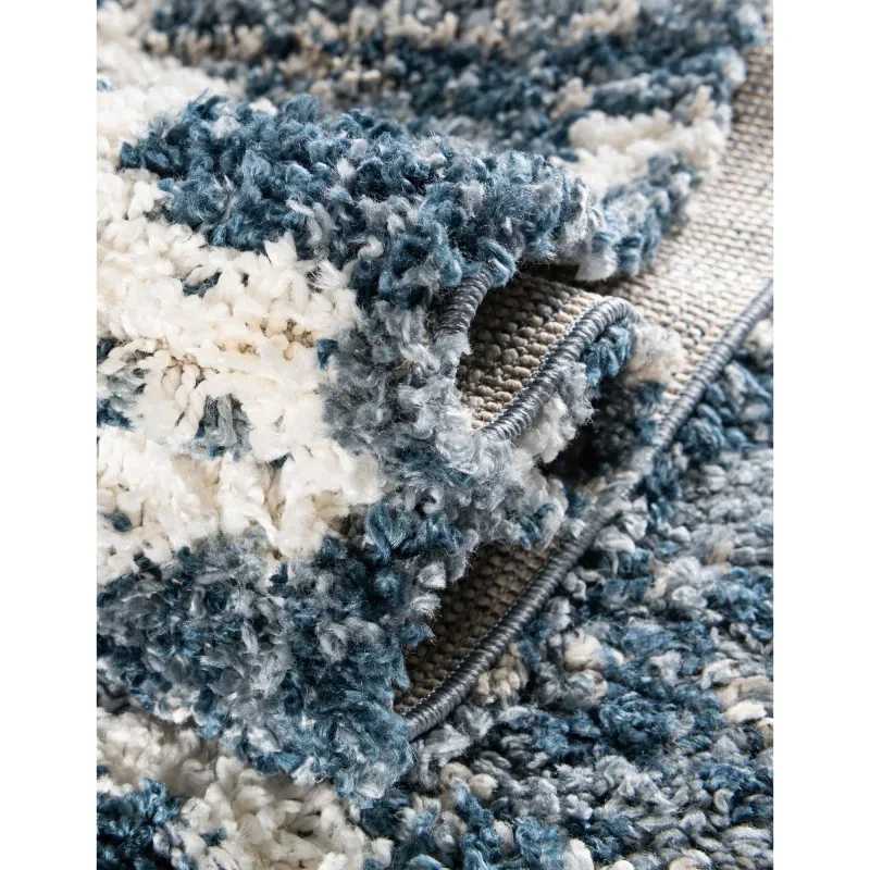 Tapete Shag Nórdico Enrejado en Azul