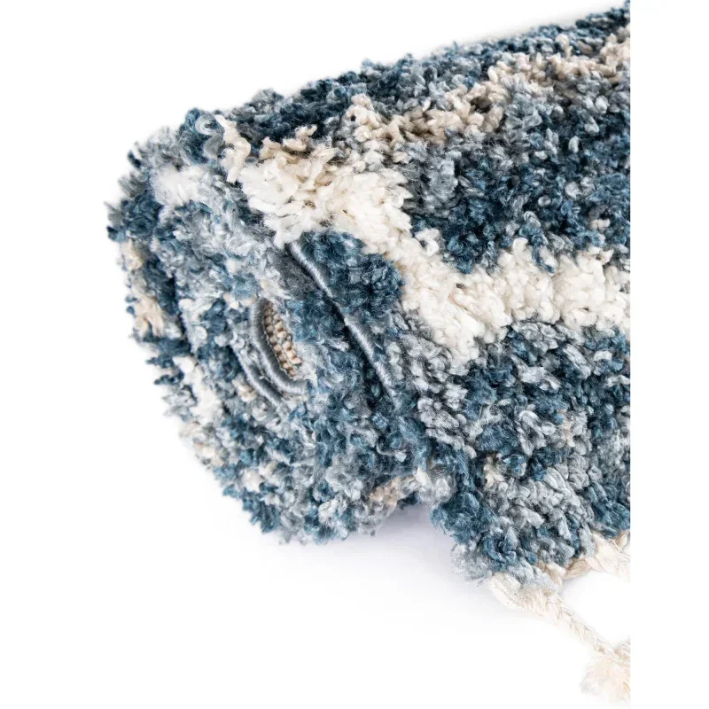 shag nordico enrejado en azul