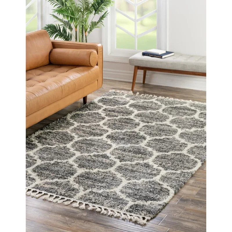 shag nordico enrejado en gris