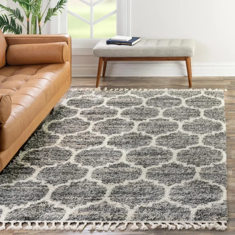 shag nordico enrejado en gris