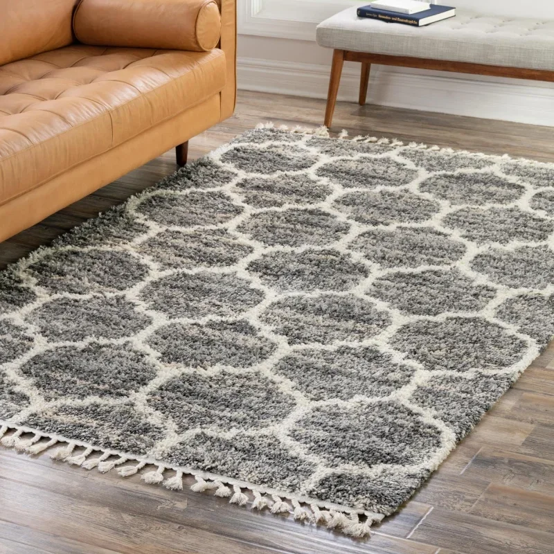 shag nordico enrejado en gris