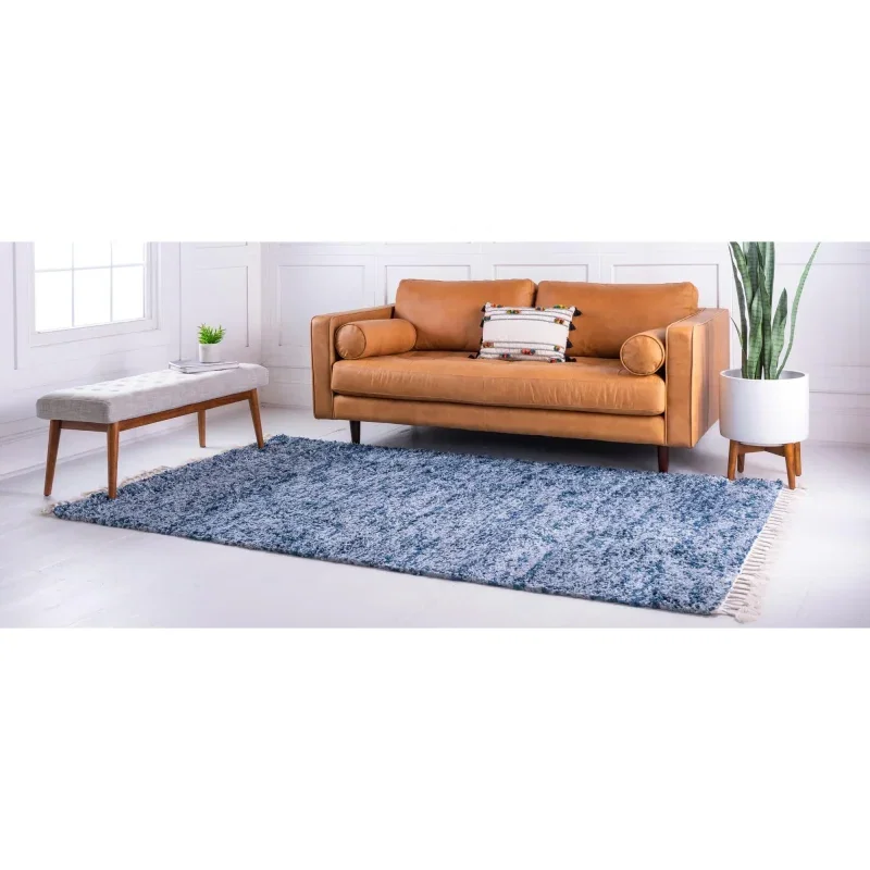 shag nordico jaspeado en azul