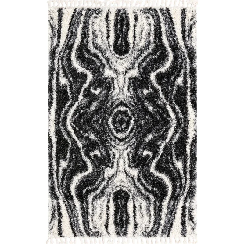 shag nordico marmol en negro y blanco