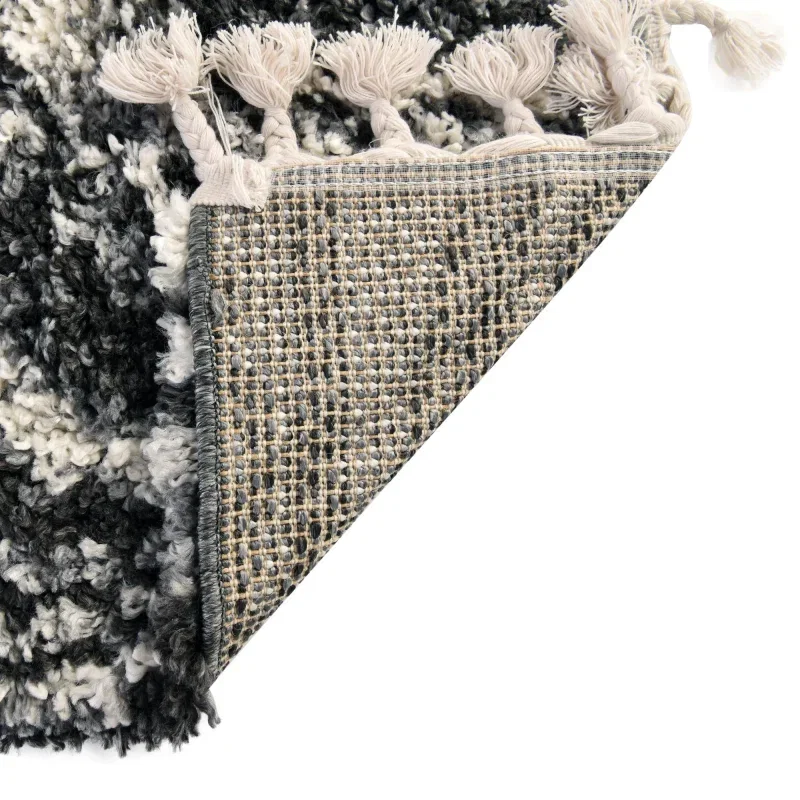 Tapete Shag Nórdico Mármol en Negro y Blanco