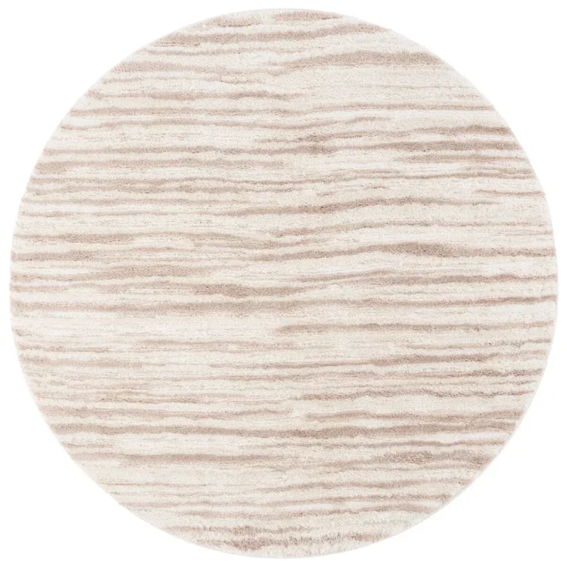 Tapete Shag Pacífico de Textura Lineal en Marfil con Beige